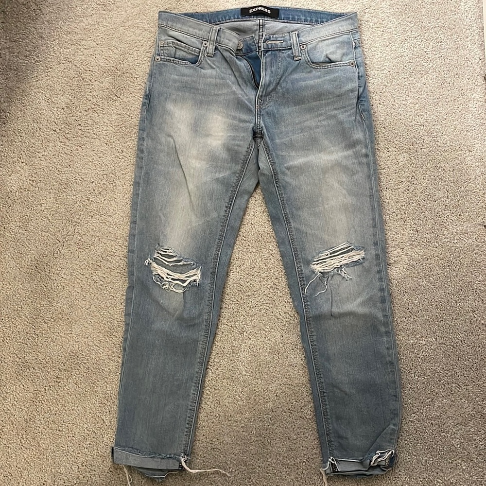 Express ripped boyfriend jeans